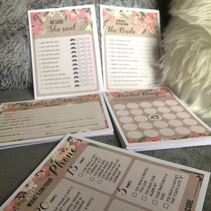 Floral Bridal Shower Games Set - bundle of 5 games